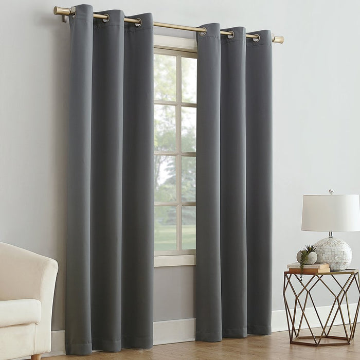 Mainstays Blackout Energy Efficient Grommet Single Curtain Panel, 40"X95", Gray