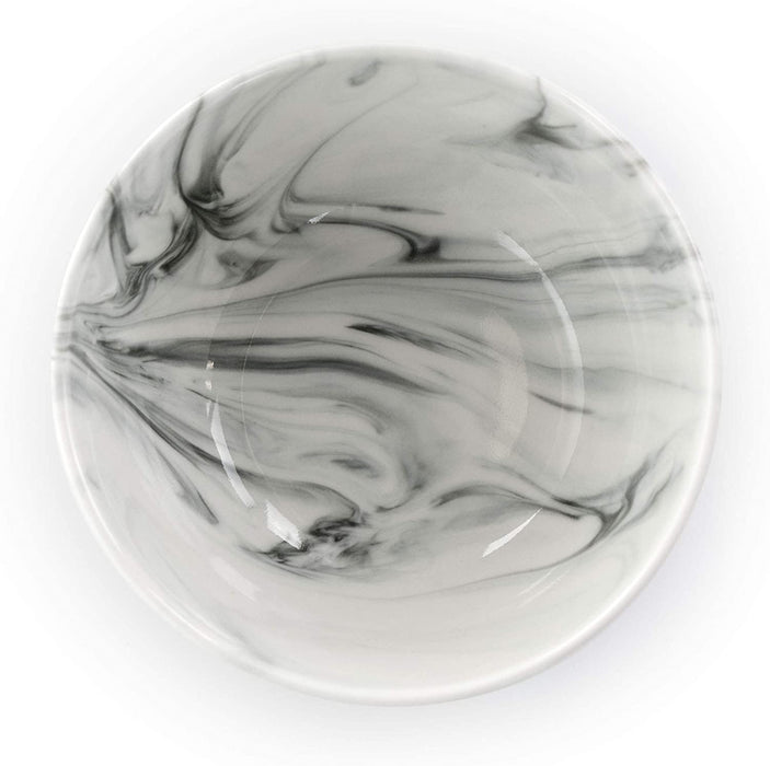 Fine round Gloss Dinnerware Dish Set, 16 Piece, Black and White Marble
