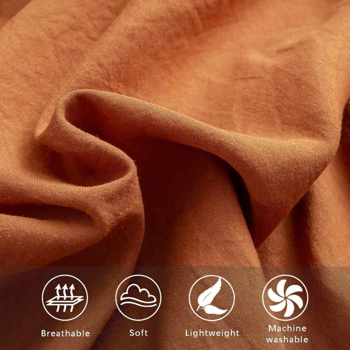 Burnt Orange Comforter Set Queen Size Pom Pom, 3 Piece Boho Bed Set, All Season Farmhouse Microfiber down Alternative Bedding Comforter (90X90) with 2 Pillow Shams
