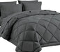 Queen Bed in a Bag 7-Pieces Comforter Sets with Comforter and Sheets Dark Grey All Season Bedding Sets with Comforter, Pillow Shams, Flat Sheet, Fitted Sheet and Pillowcases