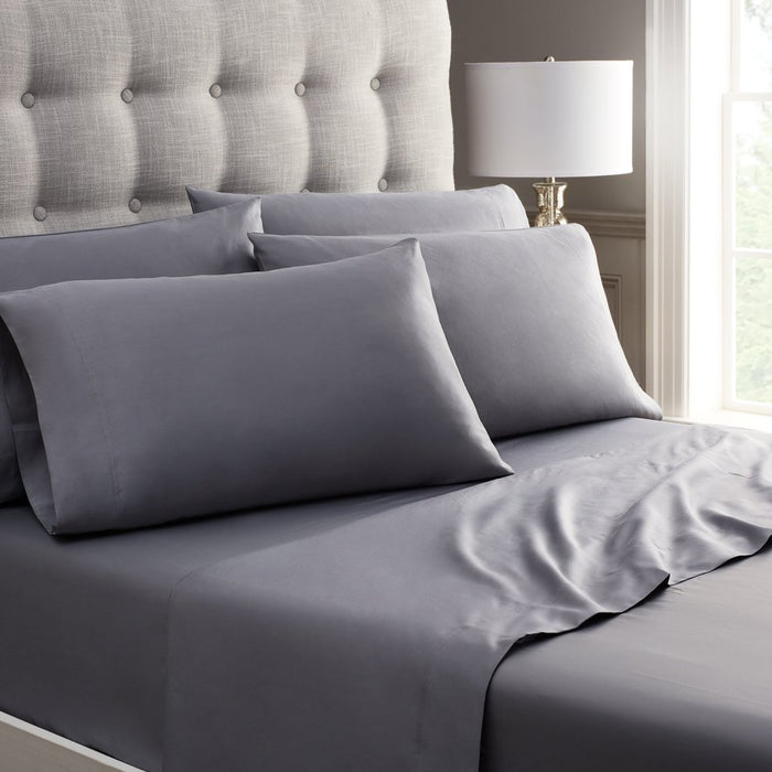 Hotel Style 800 Thread Count Cotton Rich Sateen Bed Sheet Set, Queen, Silver, Set of 6