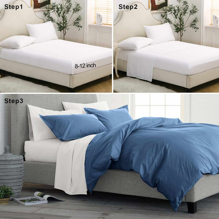 Blue Twin/Twin XL Comforter Set, 5 Piece Boho Microfiber Bed in a Bag - Soft & Lightweight Extra Long All Season down Alternative Bedding Comforter with Sheets for Teen Boys Girls