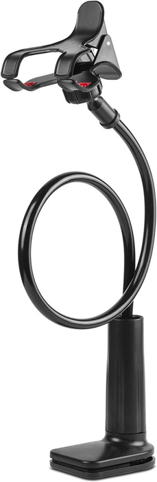 Plastic Flexible Long Arms Gooseneck Clip Clamp Stand Universal Cell Phone Holder - Black