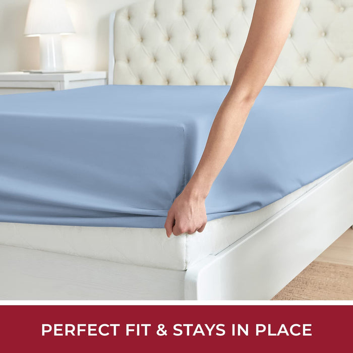 Queen Fitted Sheet - Deep Pocket Cooling Sheets up to 16 Inch - Hotel Luxury Bedding - Wrinkle, Fade, Stain Resistant - 1 Single Queen Fitted Sheet Only (Queen, Blue Hydrangea)