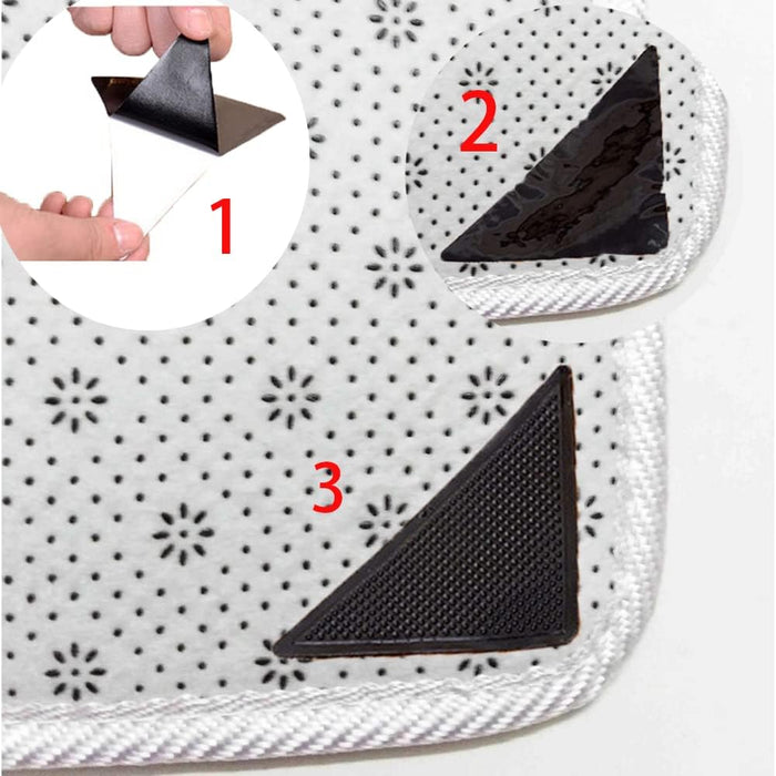 24 Pcs Rug Grippers Tapes, Non-Slip Stickers Reusable Washable Carpet Sticky Tapes Rug Pads for Tile Wood Hardwood Floors Area Rug Stoppers