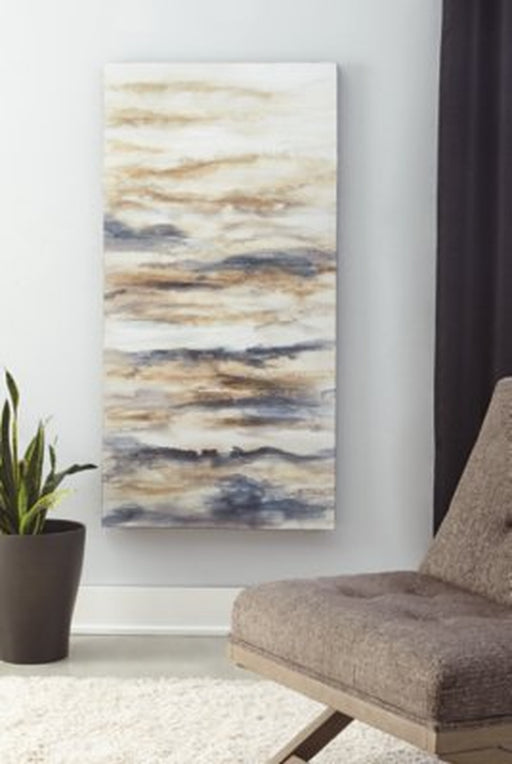 Signature Design by Ashley Joely Abstract Wall Art, 60 X 30 Inches, Blue & Tan