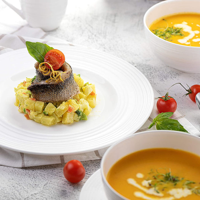 Infinity Bone China Dinnerware Set 16Pcs, round Plates (Soup Bowls, Dinner Plates, Salad Plates), Dinnerware Sets, Dinner Plates, Plates and Bowls Sets (Infinity)