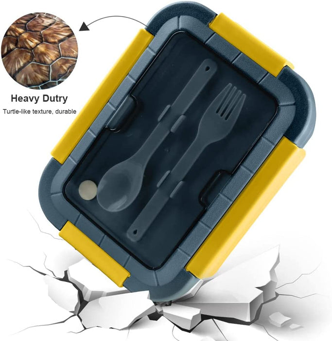 Bento Box, Bento Box for Adults, 49 OZ 3 Compartments Bento Lunch Box with Spoon & Fork, Leakproof Bento Box, Microwave Safe