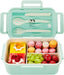 Kids Lunch Box - 3 Compartment Leakproof Lunch Container with Spoon & Fork - BPA Free - Portion-Controlled Meals and Snack Packing (Green)