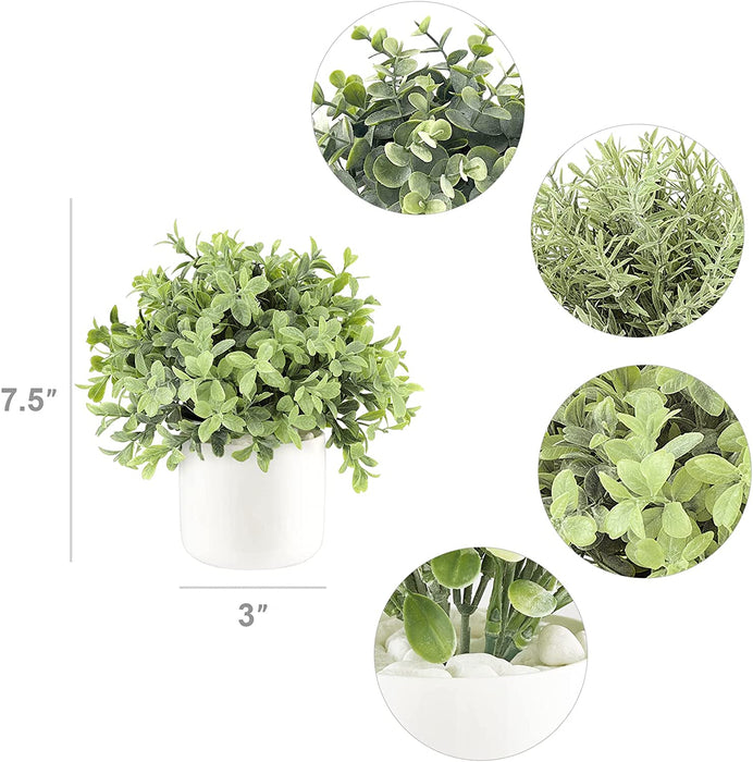 Fake Plants in Ceramic Pot, 3 Pack Potted Artificial Eucalyptus Plants for Home Decor Indoor Faux Green Rosemary for Desk Shelf Coffee Centerpiece Bathroom Office Decor