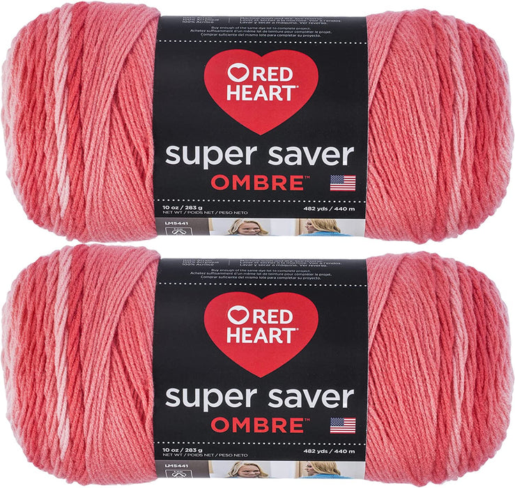 Red Heart Super Saver Jumbo Yarn, Sunny 2 Pack