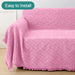 Cotton Geometrical Sofa Cover, Sectional Couch Covers for 1 Cushion Couch Couch Cover Living Room Throws Blankets Sofa Slipcovers, Furniture Protector for Pets (Medium, 71" X 91", Pink)