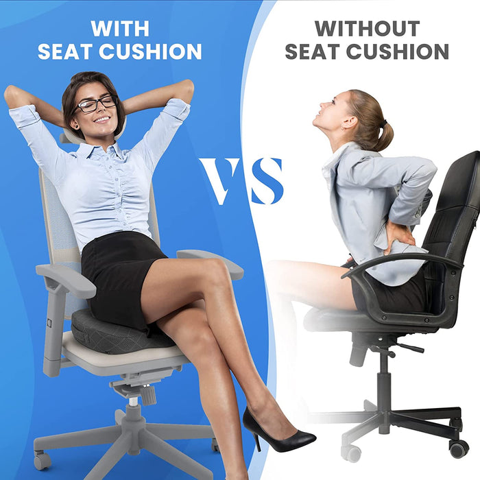 Seat Cushion, Office Chair Cushions, Car Seat Cushion, Non-Slip Sciatica & Back Coccyx Tailbonepain Relief Chair Pad, Memory Foam Pillow for Computer Desk, Wheelchair, Driving (Grey)