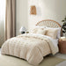 Oli Anderson Duvet Cover Queen Size, 3 Pieces Boho Tufted Bedding Set for All Seasons, Soft and Embroidery Shabby Chic Duvet Covers Set with Zipper Closure (Beige, Queen, 90’’ X 90’’)
