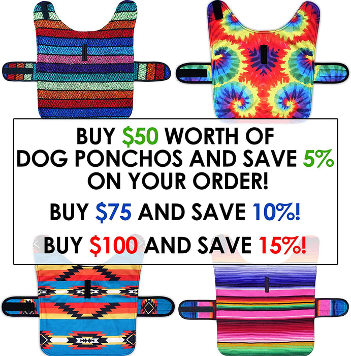 Dog Clothes - Handmade Dog Poncho from Authentic Mexican Blanket by  (Blue, Large)