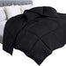 Comforter Duvet Insert - Quilted Comforter with Corner Tabs - Box Stitched down Alternative Comforter (Queen, Black)