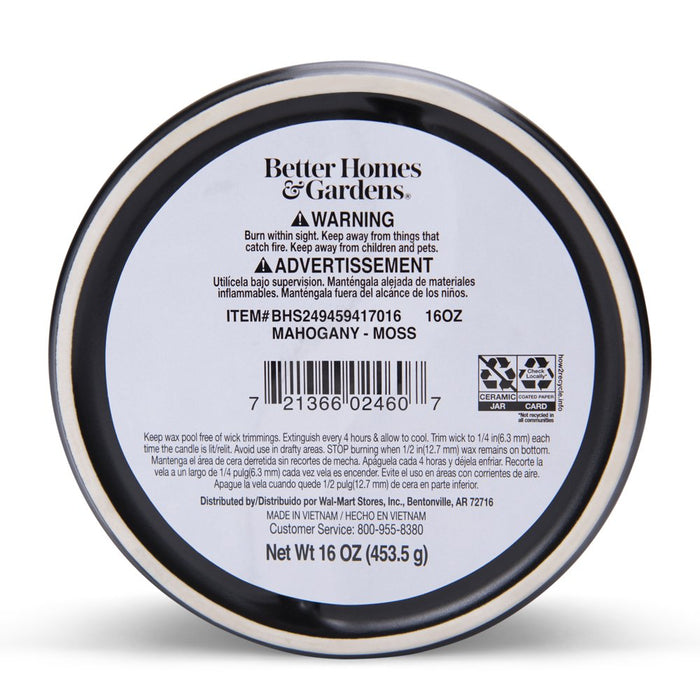 Better Homes & Gardens 16Oz Mahogany & Moss Duo Scented 2-Wick Ceramic Candle