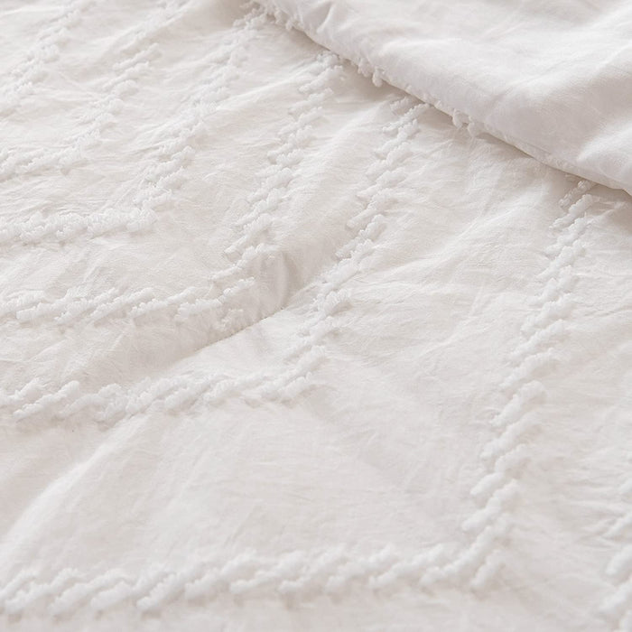Queen Size Comforter Set, White Bedding Set Tufted Design,Boho Comforter for Queen Bed,Lightweight and Fluffy Bed Comforter for All Seasons