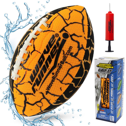 Wave Runner Grip It Waterproof Football- Size 9.25 In. with Sure-Grip Technology, Let'S Play Football in the Water! Deflated with Pump (Random Color)