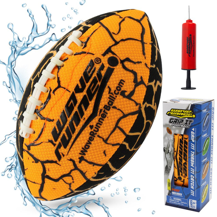 Wave Runner Grip It Waterproof Football- Size 9.25 In. with Sure-Grip Technology, Let'S Play Football in the Water! Deflated with Pump (Random Color)