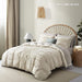 Oli Anderson Tufted Duvet Cover Queen Size, Soft and Lightweight Duvet Covers Set for All Seasons, 3 Pieces Boho Embroidery Shabby Chic Bedding Set (Beige, Queen, 90’’ X 90’’)