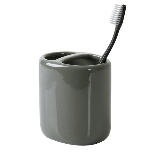 Mainstays Basic Ceramic Toothbrush Holder Light School Grey