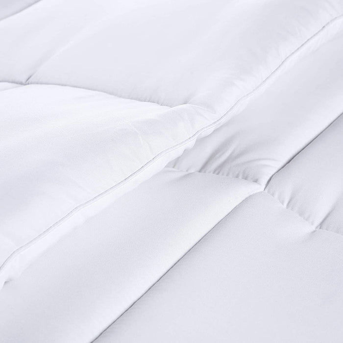 Comforter Duvet Insert - Quilted Comforter with Corner Tabs - Box Stitched down Alternative Comforter (Queen, White)