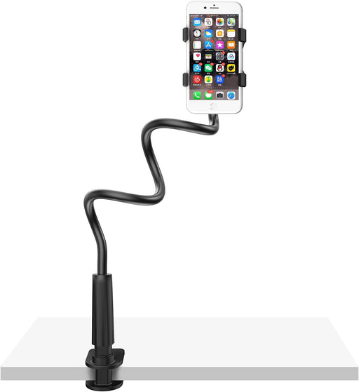 Gooseneck Cell Phone Holder Bed, Lazy Bracket, Universal Mobile Phone Clip Stand, Flexible Long Arm Rotating Mount for for Bed, Office, Kitchen, Iphone, Pad, Watching Movies
