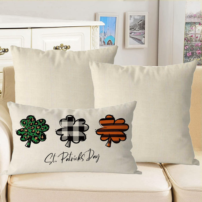 St Patricks Day Pillow Covers 20X12 Inch Shamrock Clovers Throw Pillows Home Sofa Decor Pillowcase Happy St. Patrick'S Day Pillows Decoration Cushion Cases
