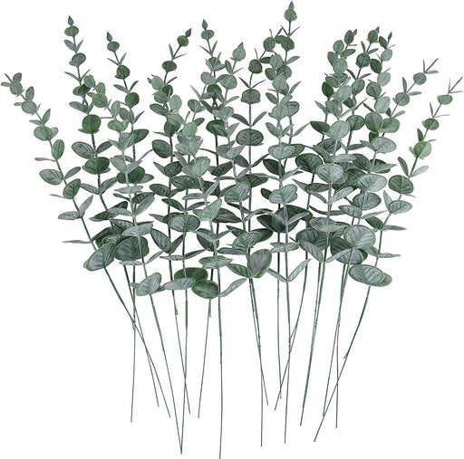 24Pcs Eucalyptus Stems Decor Artificial Eucalyptus Leaves Faux Greenery Branches for Wedding Centerpiece Flower Floral Arrangement Farmhouse Home Decoration