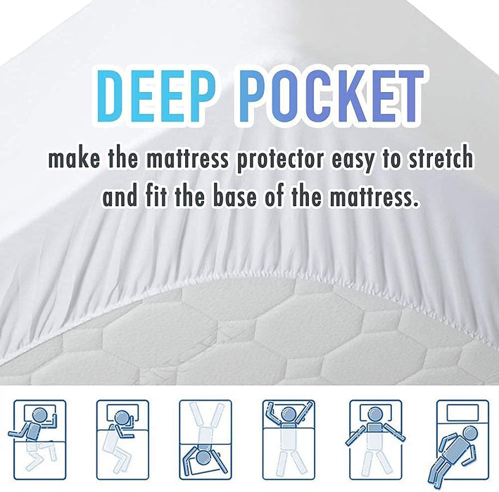 Bedding Quilted Fitted Queen Mattress Pad Cooling Breathable Fluffy Soft Mattress Pad Stretches up to 21 Inch Deep, Queen Size, White, Mattress Topper Mattress Protector