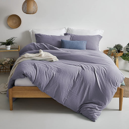 Duvet Cover Queen Size - Super Soft Light Purple Duvet Cover Set 3 Piece 100% Washed Microfiber Comforter Cover Set Bedding Set with Zipper Closure, 1 Duvet Cover 90X90 and 2 Pillow Shams