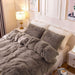 Plush Fluffy Duvet Cover Oeko-Tex Certified Luxury Ultra Soft Shaggy Crystal Velvet Bedding Set 3 Pieces(1 Duvet Cover + 2 Pillow Shams) Zipper Closure(Queen, Khaki)