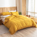 3Pcs Fringe Mustard Yellow Tassel Comforter Set Queen Boho Bohemian Cute Soft Tufted Microfiber Bedding Sets Modern Style for Men and Women (1Comforter + 2 Pillowcases)