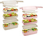 Bento Box Lunch Box for Adults Kids,  3-In-1 Compartment Containers - Wheat Straw, Leakproof Eco-Friendly Bento Lunch Box Meal Prep Containers Microwave Safe (Beige)