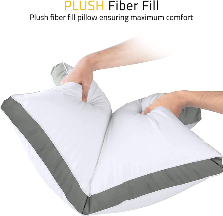 Bed Pillows for Sleeping Queen Size (Grey), Set of 2, Cooling Hotel Quality, Gusseted Pillow for Back, Stomach or Side Sleepers