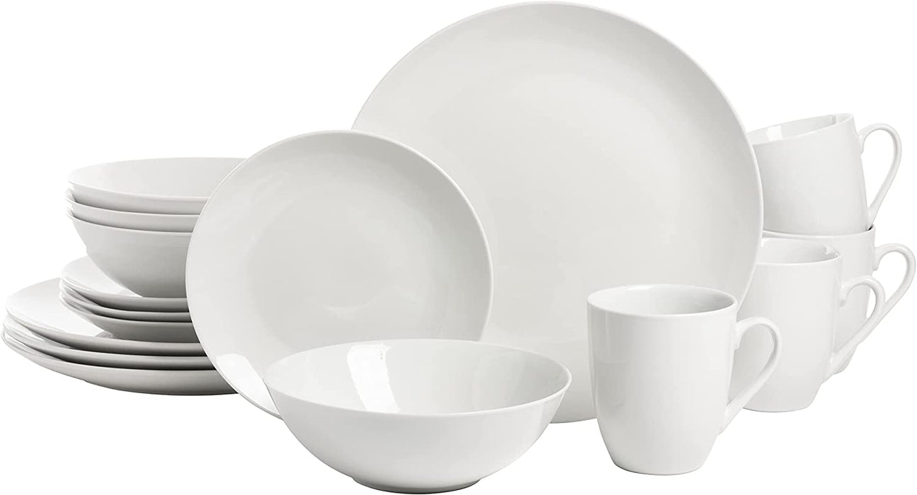 Simply Coupe 16 Piece Dinnerware Set, White - SM-1600-CP-SW