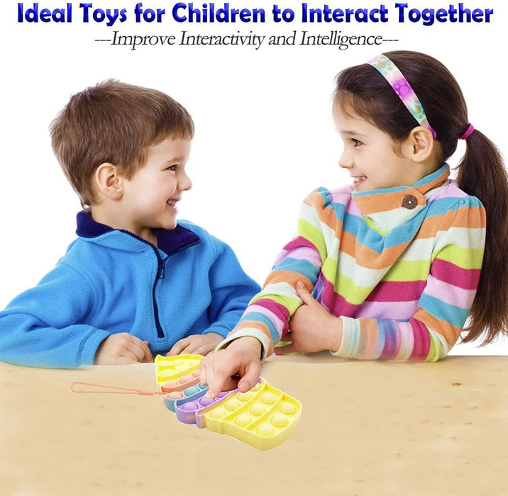 Fidgets Bubble Toys Packs, Pop Push Bubble Popper Fidget Toys Sensory Ice Cream Toys Set It with Lanyard, Silicone Anxiety Stress Relief Toys for Autism Special Needs Child Older (Ice Cream)