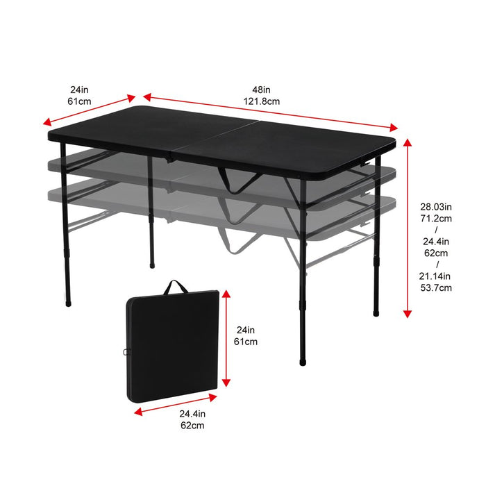 Mainstays 4' Fold-In-Half Adjustable Table, Rich Black
