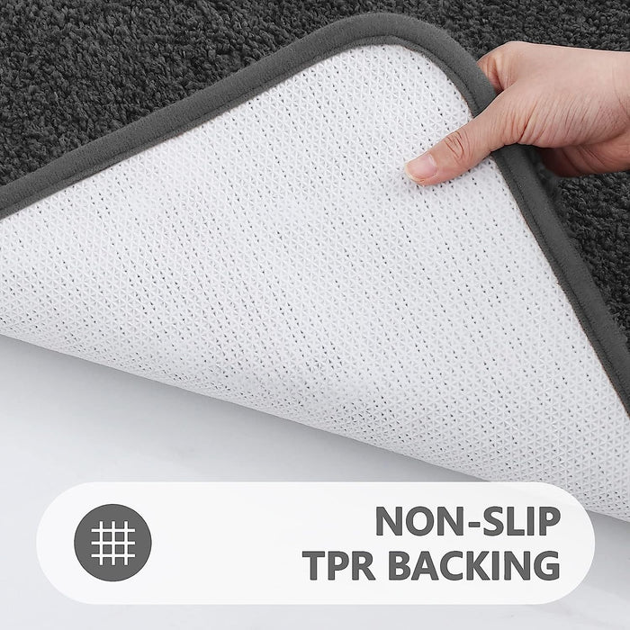 Microfiber Bathroom Rugs (17X24, Grey) Shaggy Soft and Absorbent, Non Slip, Thick Plush, Machine Washable Bath Mat and Bath Rugs for Bathroom