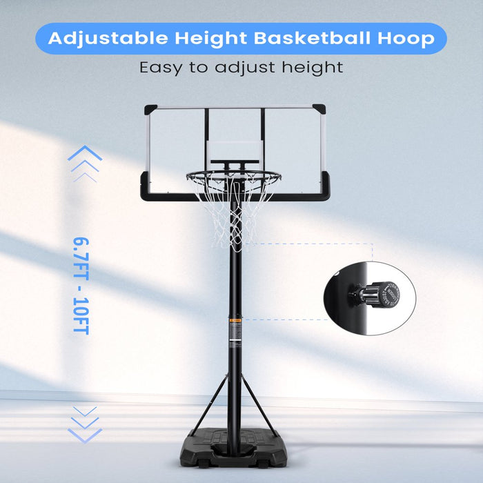 Portable Basketball Hoop & Goal Basketball System Basketball Equipment Height Adjustable 7 Ft. 6 In. - 10 Ft. with 44 In. Indoor Outdoor