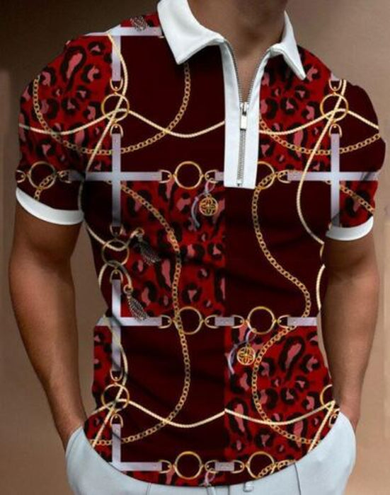 Polo T Shirt Men Zipper Collar Fashion Golf Short Sleeve 2 Tone Zip Dress Camisa