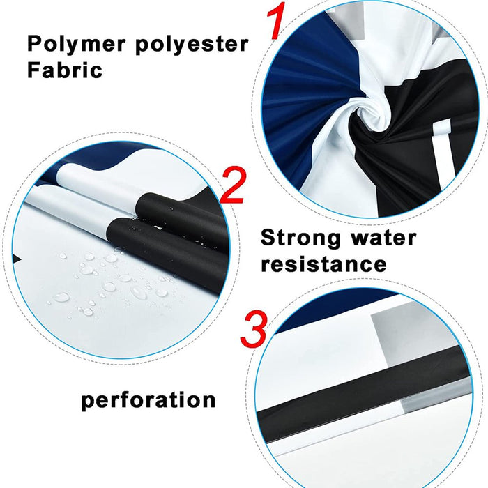 Blue Black Geometric Pattern Polyester Shower Curtain and Rug Sets Bathroom Decor Set, Waterproof Shower Curtain with 12 Hooks and Toilet Rugs