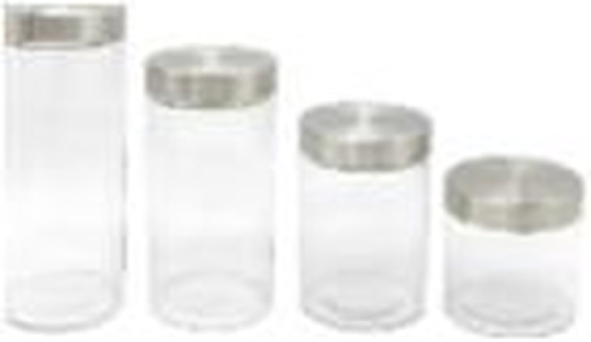 Mainstays Glass Storage Canisters with Stainless Steel Lids, 4 Piece Set
