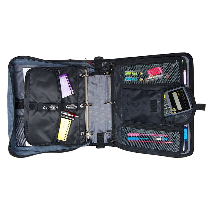 Case It Dual Two 1.5 Inch D-Ring Zipper Binder, Dual-121-A, Black