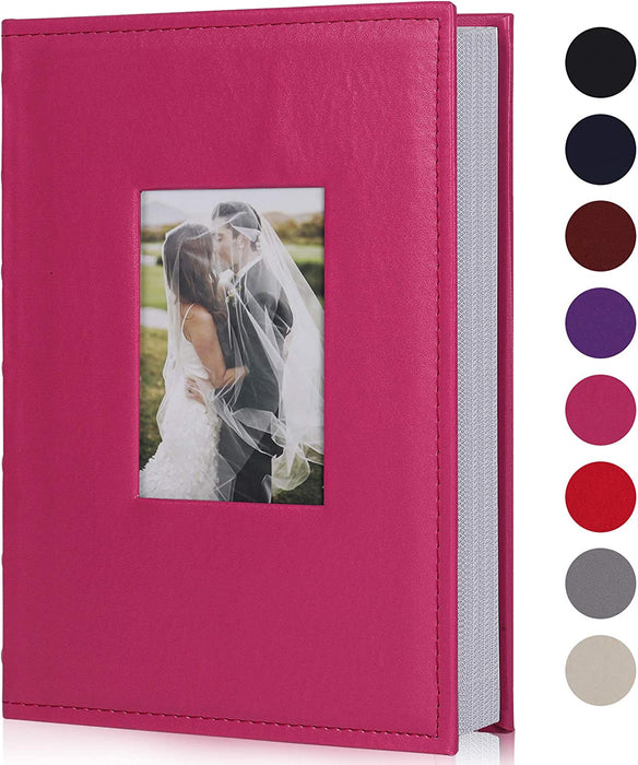 Photo Picture Album 4X6 300 Photos,Small Capacity Premium Leather Cover Wedding Family Photo Albums Holds 300 Horizontal Photos(Black)