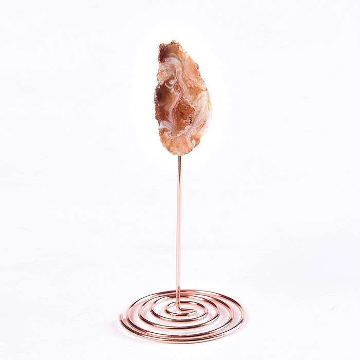 3PCS Agate Geode Irregular Natural Crystal with Copper Stand Gem Ornaments for Healing Crystal Home Decor 3-5"