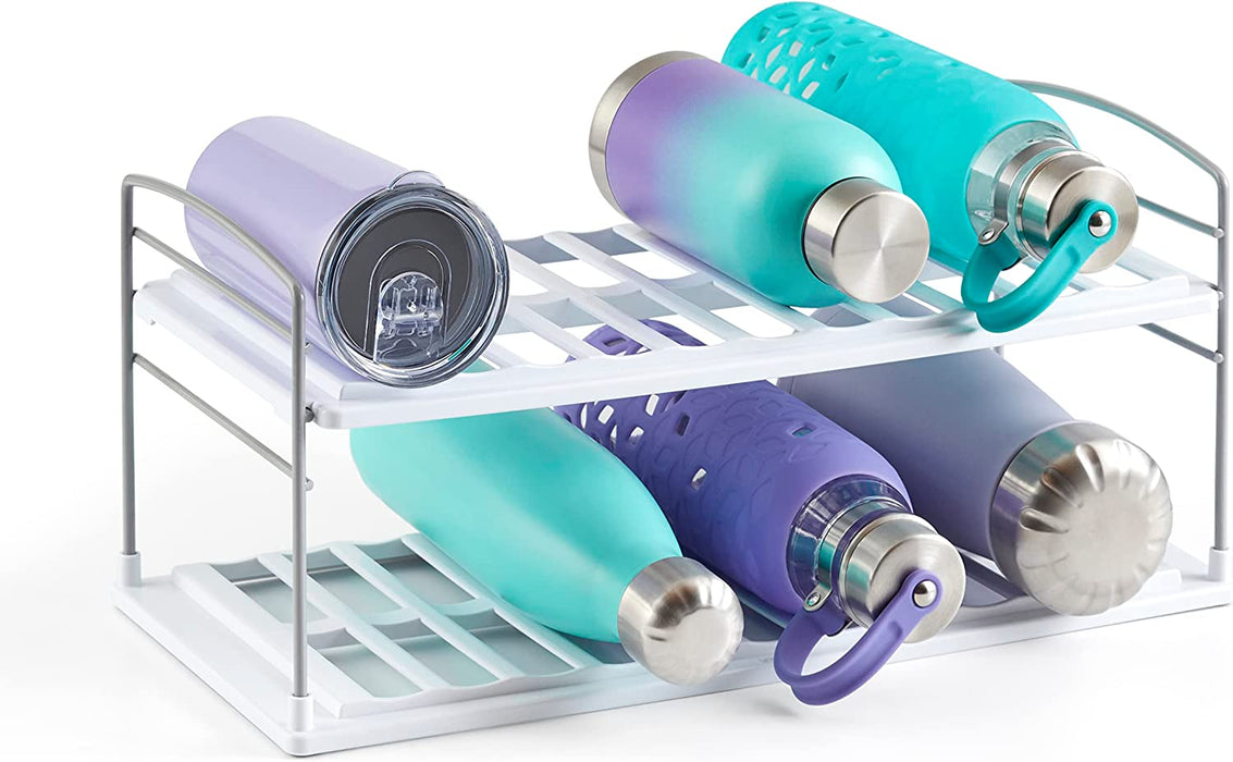 Upspace 8-Bottle Water Bottle and Travel Mug Cabinet Organizer, Adjustable Storage Rack for Kitchen Organization