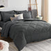 Queen Bed in a Bag 7-Pieces Comforter Sets with Comforter and Sheets Dark Grey All Season Bedding Sets with Comforter, Pillow Shams, Flat Sheet, Fitted Sheet and Pillowcases