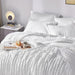 Queen Bed in a Bag White Seersucker Comforter Set with Sheets 7-Pieces All Season Bedding Sets with Comforter, Pillow Sham, Flat Sheet, Fitted Sheet and Pillowcase